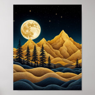 skogarna i Moonlit och Gräs Poster