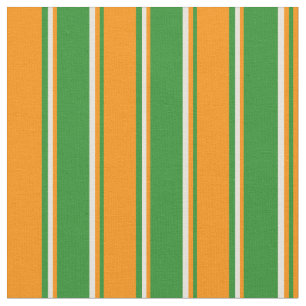 Skogarnas Grönt, Mörkens Orange och Beige Rand Tyg
