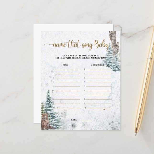 Skogbjörn-Namn i sång babyduschspel (Fram/Back In Situ)