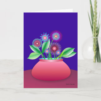 Skogblommor i ett rött gratulationskort kort