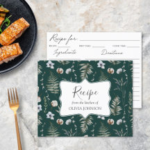 Skogblomsblads Floral Botanisk Receptkort