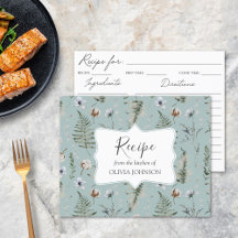 Skogblomsblads Floral Botanisk Receptkort