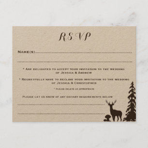 Skogbrun Kraft Anpassad Bröllops-RSVP-kort Inbjudningar