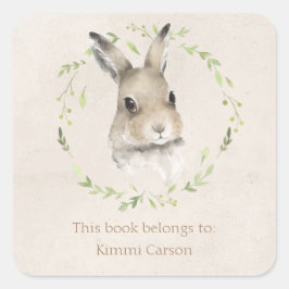 Skogdjur Bunny Tillhören i Bok till Namn Fyrkantigt Klistermärke