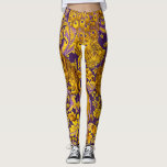 SKOGDJUR,FOX,PEACOCK, HARE GULD LILA BLOMMIGT LEGGINGS<br><div class="desc">Digital framställning från William Morris av Bulgan Lumini ©</div>