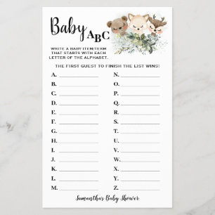 Skogdjur med Baby ABC-babyvykort Flygblad
