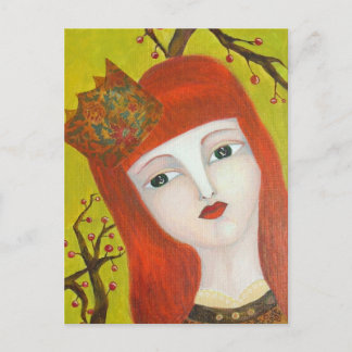 Skogdrottning. Fairytale girl porträtt art-tavla Vykort