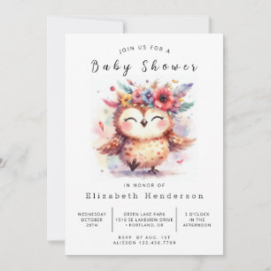 Skogen Anpassningsbar Uggla Baby Shower Inbjudningar