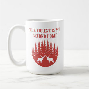 Skogen är mitt andra hem Hjort Hunting Gift Kaffemugg