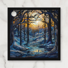 Skogen av fastsatt glasvinter gåvor etiketter