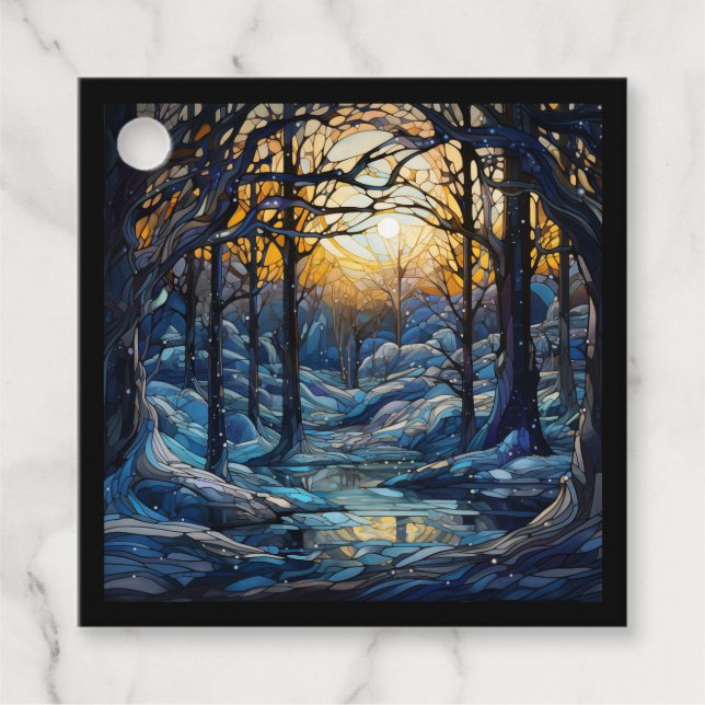 Skogen av fastsatt glasvinter gåvor etiketter (Framsida)