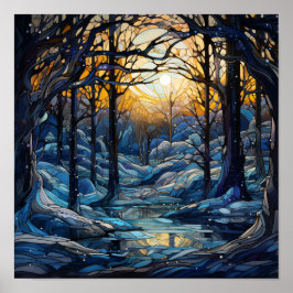 Skogen av fastsatt glasvinter poster