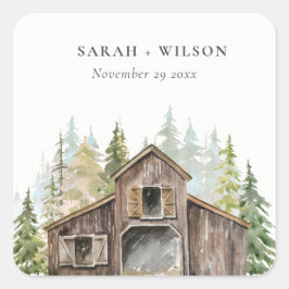 Skogen Barnyard Bröllop i Elegant vid den ryska Gr Fyrkantigt Klistermärke