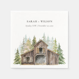 Skogen Barnyard Bröllop i Elegant vid den ryska Gr Pappersservett