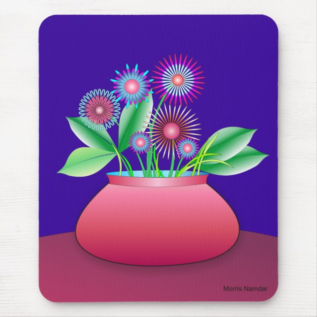 Skogen blommar i en röd krukamousepad musmatta (Framsidan)
