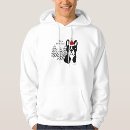 Skogen för snö för tecknad för Boston Terrierjul Hoodie