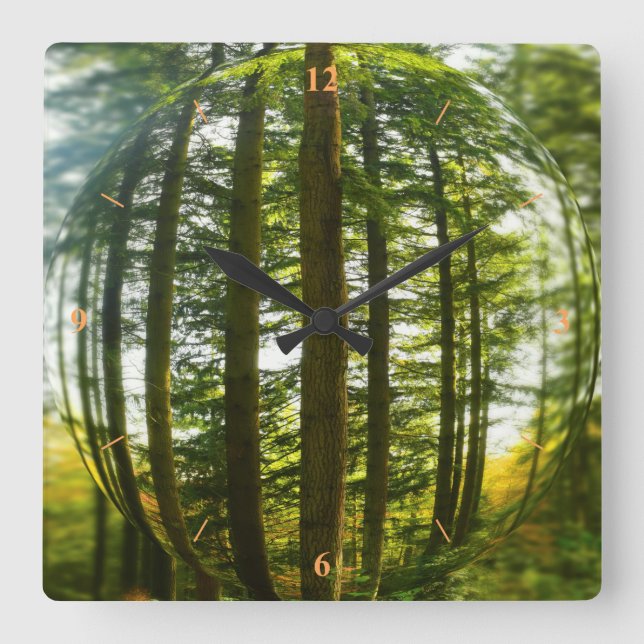 Skogen genom öga på en fisk fyrkantig klocka (Framsida)