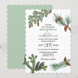 Skogen Greenery Bröllop i Gräs i Rustic Träd Inbjudningar