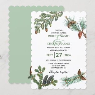 Skogen Greenery Bröllop i Gräs i Rustic Träd Inbjudningar