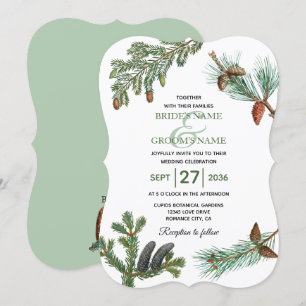 Skogen Greenery Bröllop i Gräs i Rustic Träd Inbjudningar