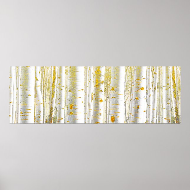 Skogen guld och White Birch Träd Poster (Framsidan)