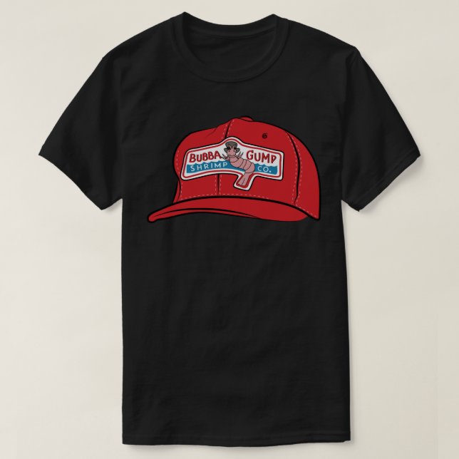 Skogen Gump - Bubba Gump Shrimp Co. Hat Sticker T Shirt (Design framsida)
