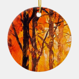 Skogen konstnärliga målningar julgransprydnad keramik