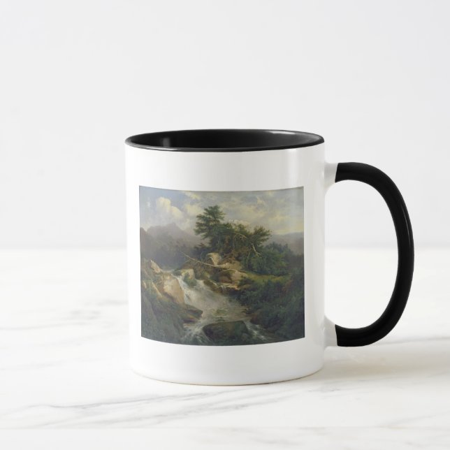 Skogen landskap med vattenfallet mugg (Höger)