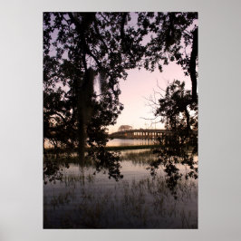 Skogen Memorial Bridge vid Sunset i Beaufort Poste Poster