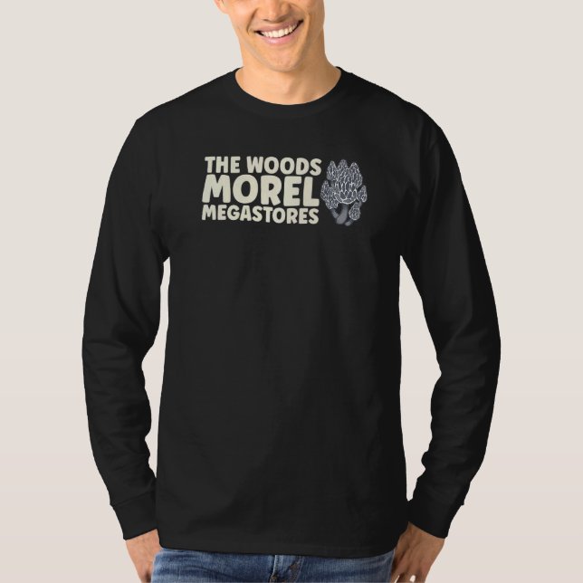 Skogen Morel Megastores Mushroom Mycology Fungi T Shirt (Framsida)