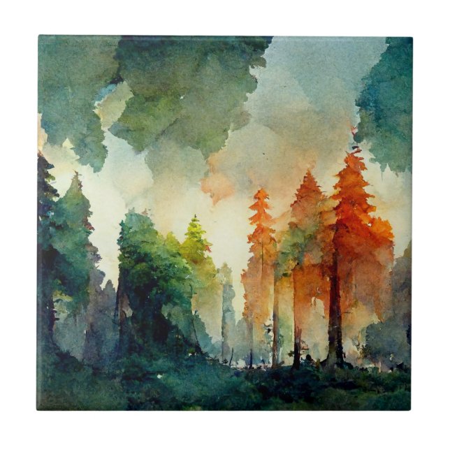 Skogen (naturen) kakelplatta (Framsidan)