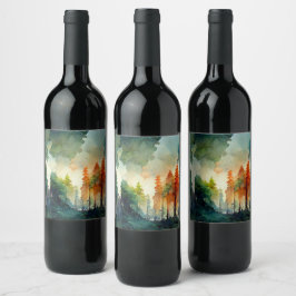 Skogen (naturen) vinflaska etikett
