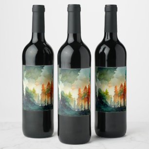Skogen (naturen) vinflaska etikett
