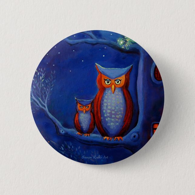 "Skogen på natten: " Knäppas ugglakonst Knapp (Framsida)