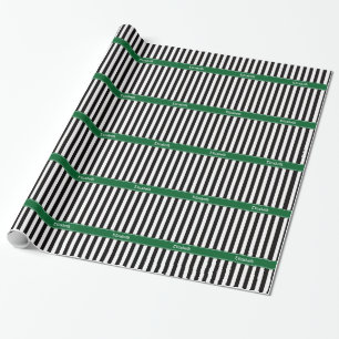 Skogen Ribbon Namn Monogram (Svartvit Rand) Presentpapper