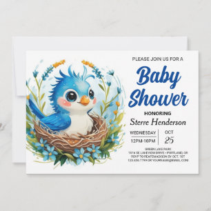 Skogen Songbird Bird Boy Shower Inbjudningar