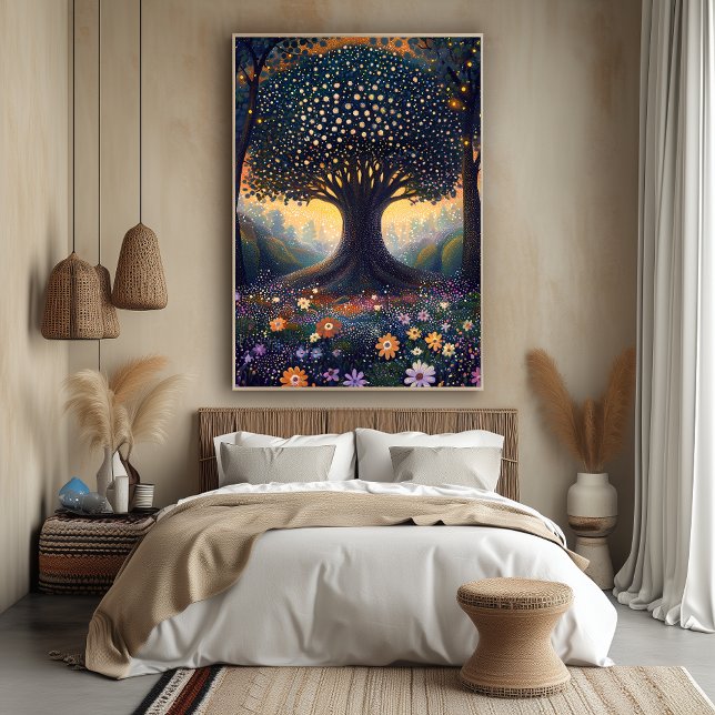 Skogen Träd i Pointillist Stil Poster (Skapare uppladdad)