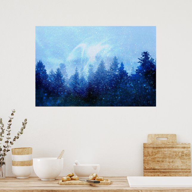Skogen vaknar ur dimman poster (Kök)