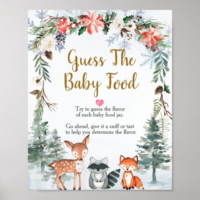 Skogen Woodland Winter Animals Gissa Baby Food Poster (Framsidan)