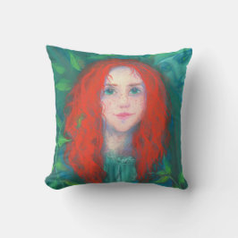 Skogens barn, rödhårig flicka, gröntens skuggor kudde