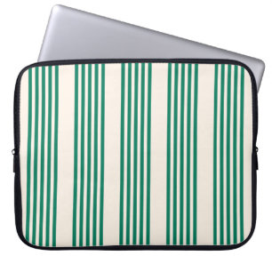 Skogens grönt och beige fem rand mönster laptop fodral