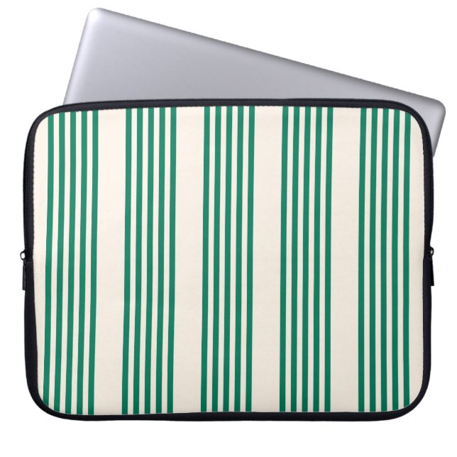 Skogens grönt och beige fem rand mönster laptop fodral (Framsidan)