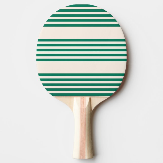 Skogens grönt och beige fem rand mönster pingisracket (Framsidan)