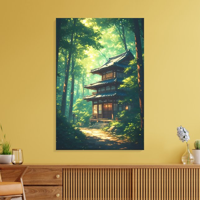 Skogens viskningar: En dold japansk reträtt Canvastryck (Insitu (Vardagsrum))