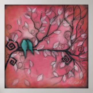 Skogfåglar i Rosa Poster