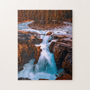 Skogfoto för vattenfallslandskap 11 x 14 tum pussel