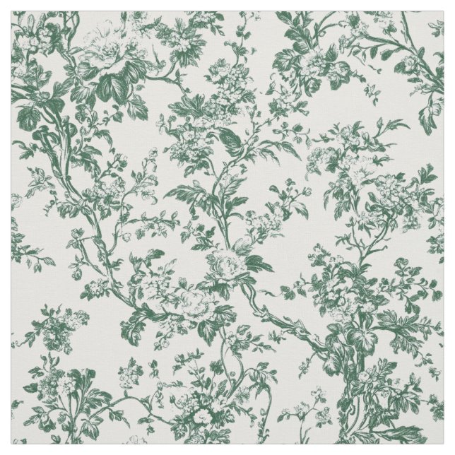Skoggrön blomstertoile tyg (Provkarta)