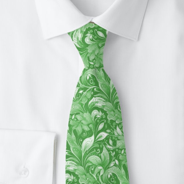 Skoggrön botanisk batik slips (Skapare uppladdad)