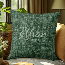 Skoggrön Denim-struktur | Anpassad Rustik Hem Kudde