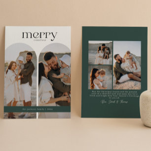 Skoggrön dubbelvalvsfoto julkort